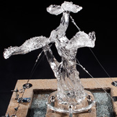 Blown and Sculpted Glass, Mirrored Glass, Metal, Concrete, Water - 25x24x24 in. - 2010